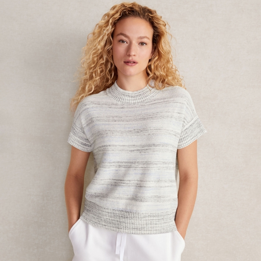 Haven Well Within Organic Cotton Blend Space Dye Crew Neck Sweater Size Small